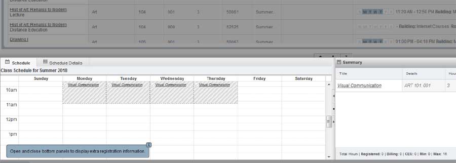 Class added to calendar
