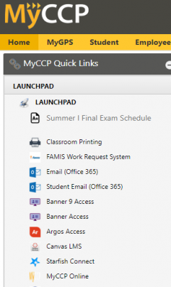 Screen Shot of MyCCP Launch pad Click on Starfish Connect icon.