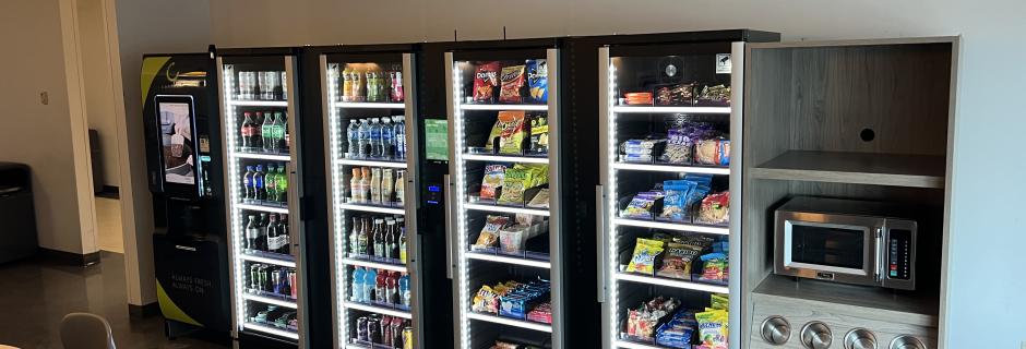 A row of vending machines. in one of the main campus dining areas. 